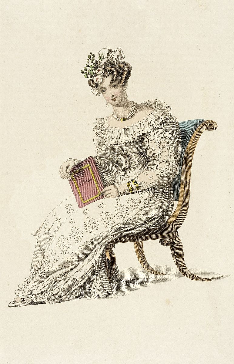 1817 British drawing of a bride in wedding dress